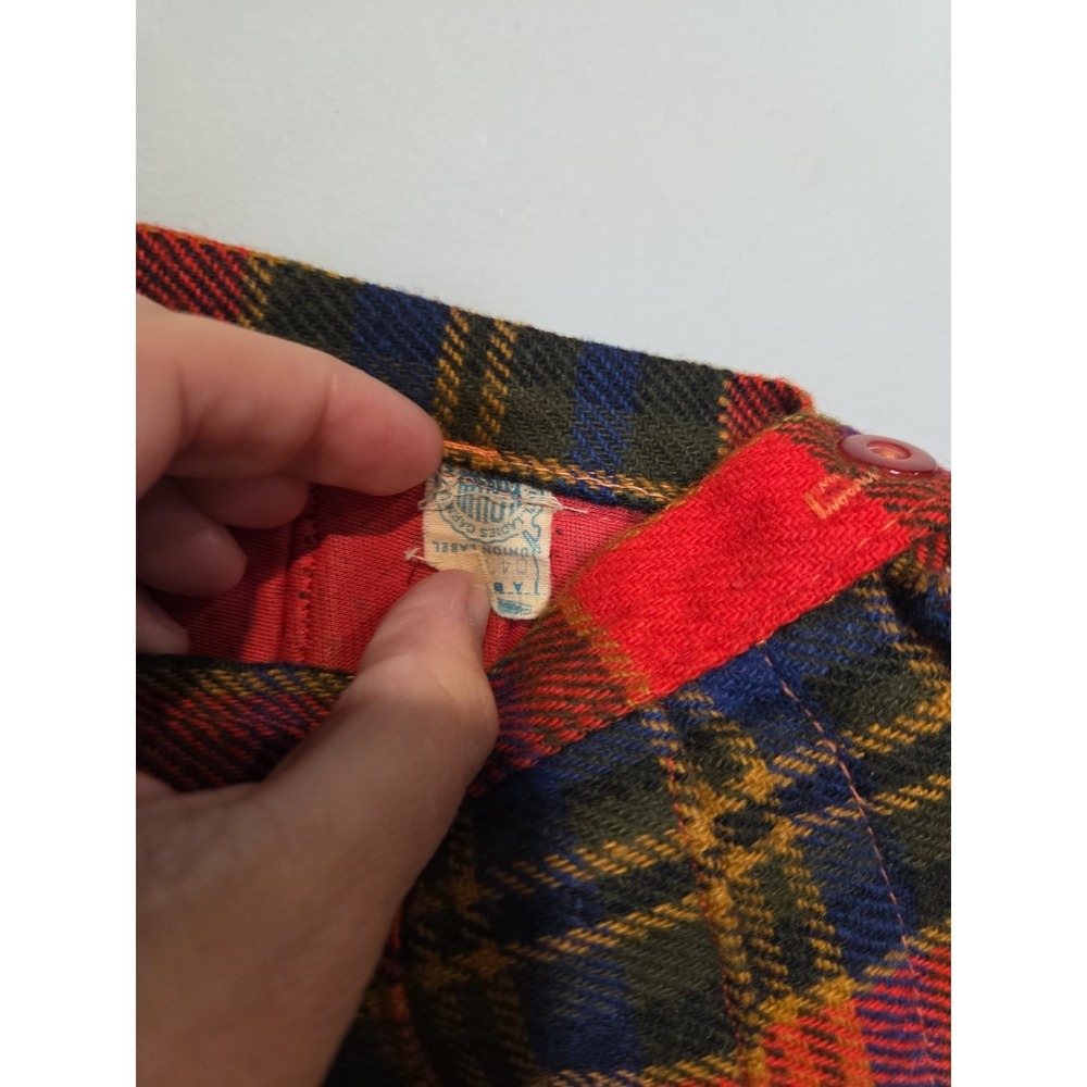 Vintage ILGWU Plaid Pleated Kilt Skirt Red Blue Wool Academic Midi Womens Small - Picture 5 of 5